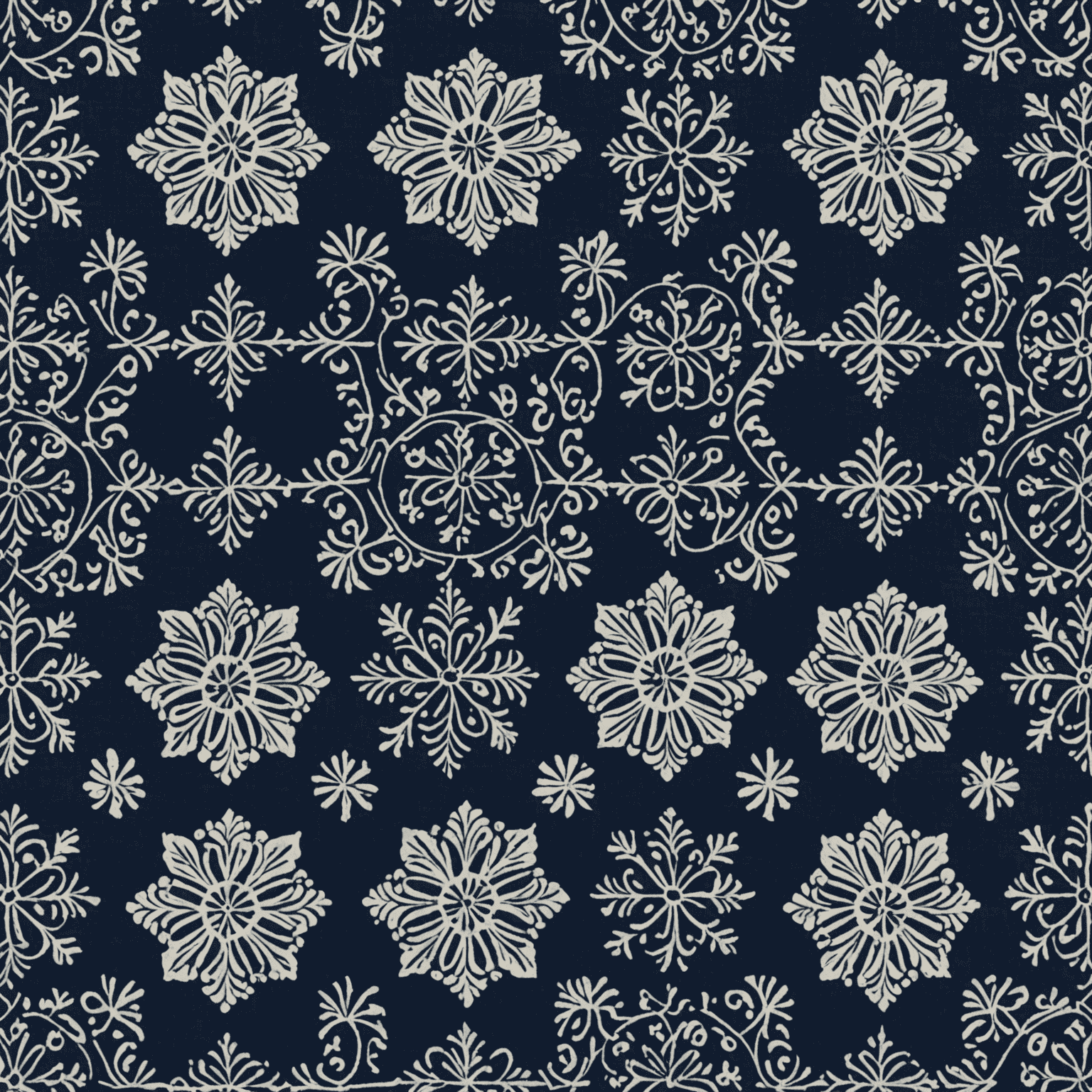 Traditional Saxon blue-printed fabric with intricate white patterns on indigo background